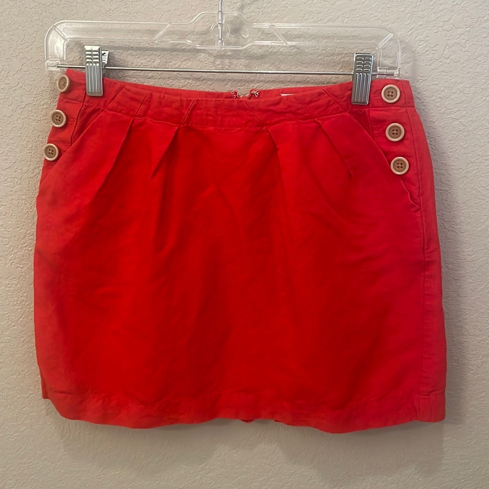 Banana Republic Red/Orange Linen Mini Skirt